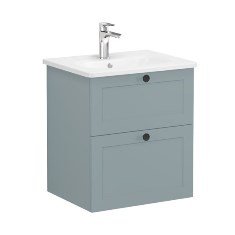 Vitra Root Classic 68844 Lavabo Dolabı, İki Çekmeceli, 60 Cm, Mat Fiyord Yeşili, Yuvarlak Lavabolu